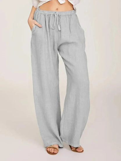 Hochtaillierte Sommerhose aus Polyester für Damen | Serana