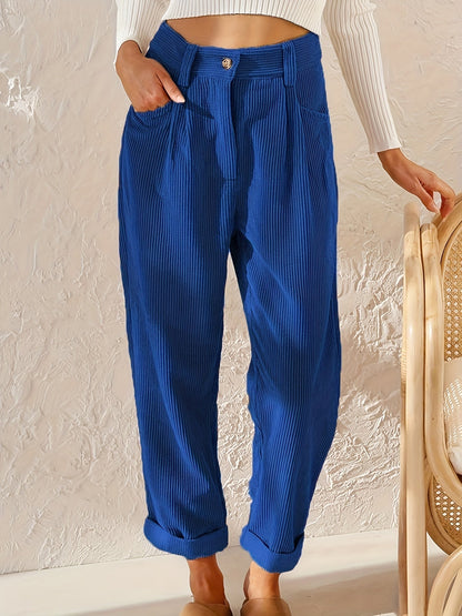 Hochtaillierte Cord Tapered Hose für Damen | Elora