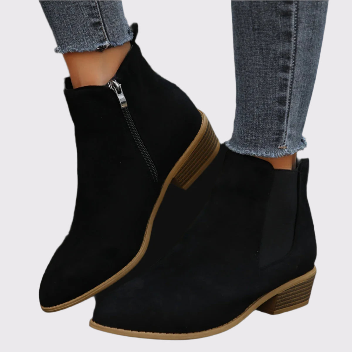 Wildleder Stiefeletten für Damen mit Reißverschluss | Selia