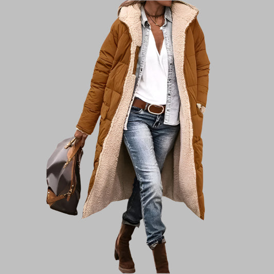 Langärmliger Sherpa-Futter Puffer-Mantel für Damen | Lenja