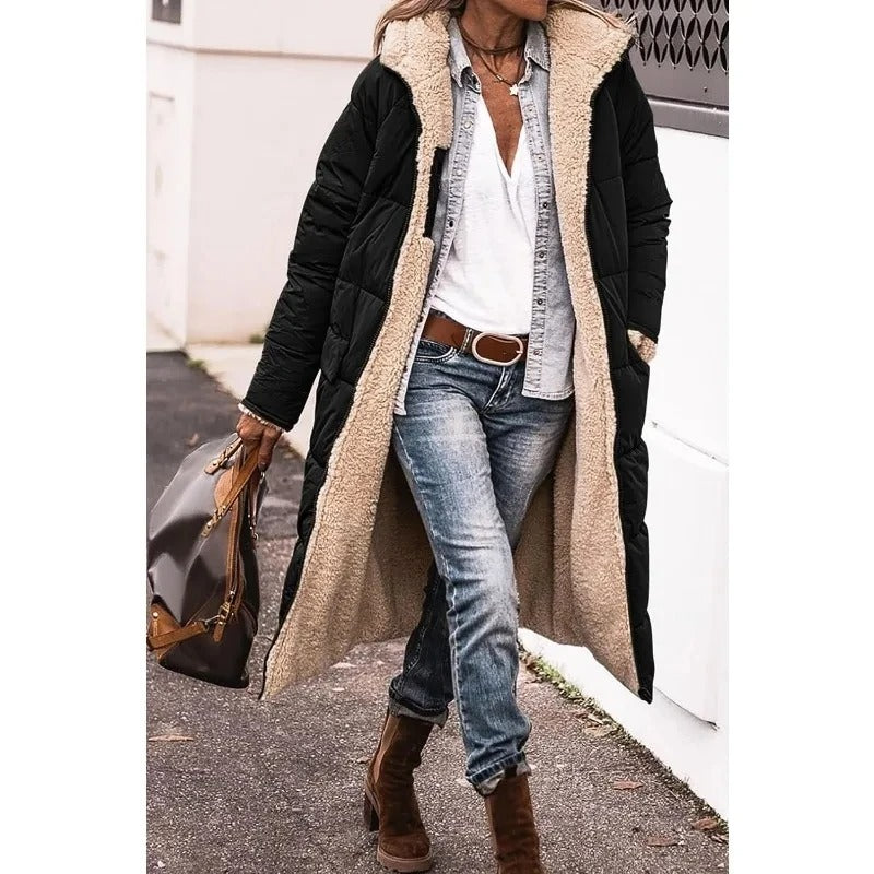 Langärmliger Sherpa-Futter Puffer-Mantel für Damen | Lenja