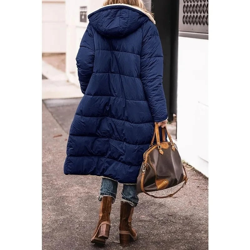 Langärmliger Sherpa-Futter Puffer-Mantel für Damen | Lenja