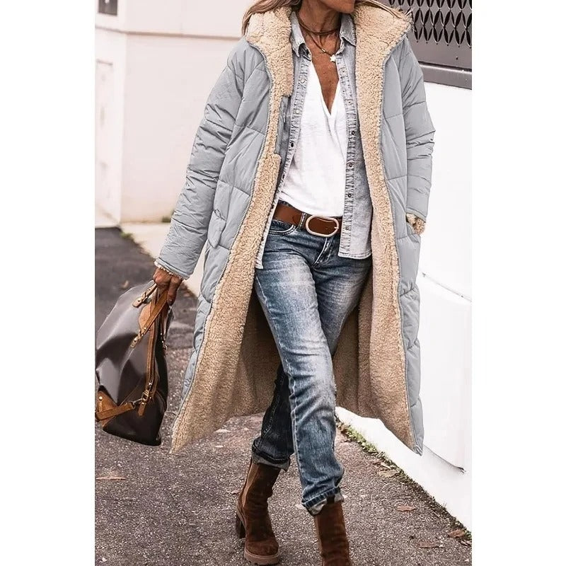 Langärmliger Sherpa-Futter Puffer-Mantel für Damen | Lenja