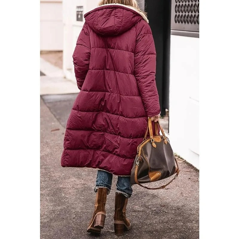 Langärmliger Sherpa-Futter Puffer-Mantel für Damen | Lenja