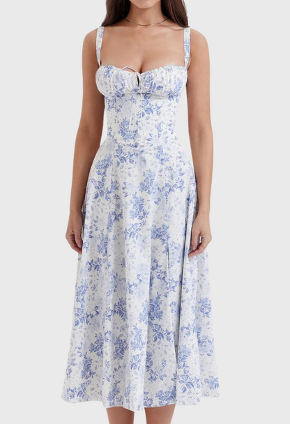 Midi Bustierkleid mit Korsett-Oberteil und Blumenmuster | Selina