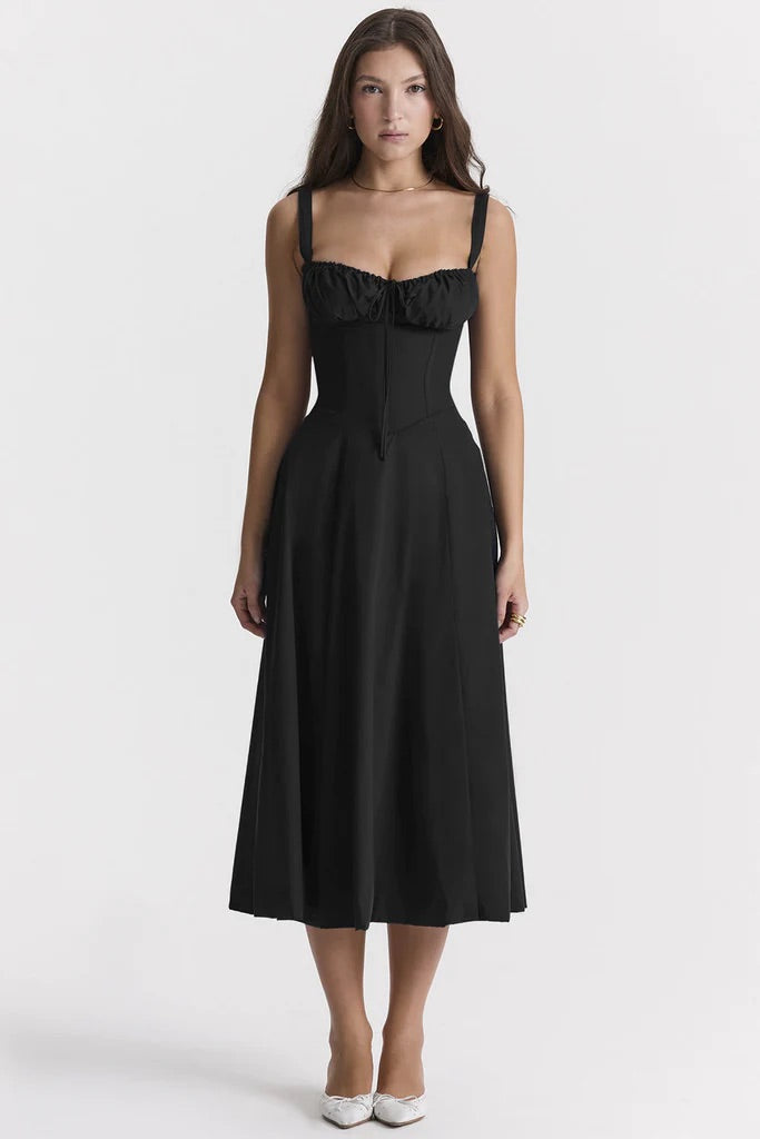 Midi Bustierkleid mit Korsett-Oberteil und Blumenmuster | Selina