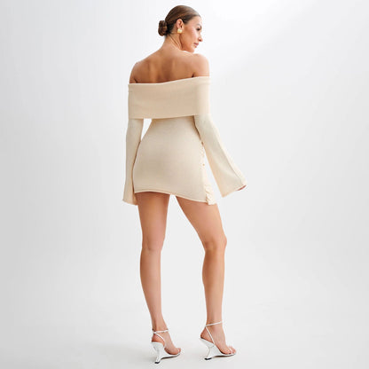 Damen Off-Shoulder Mini Kleid mit Knoten-Detail | Lenora