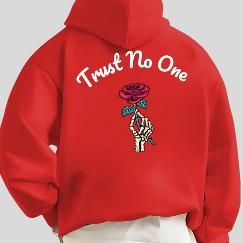 Trust No One Hoodie – Unisex Kapuzenpullover mit Stickerei & Statement
