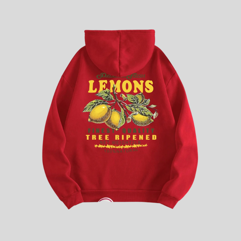 Lemons Hoodie – Unisex Kapuzenpullover mit Fruit-Print im Retro-Stil