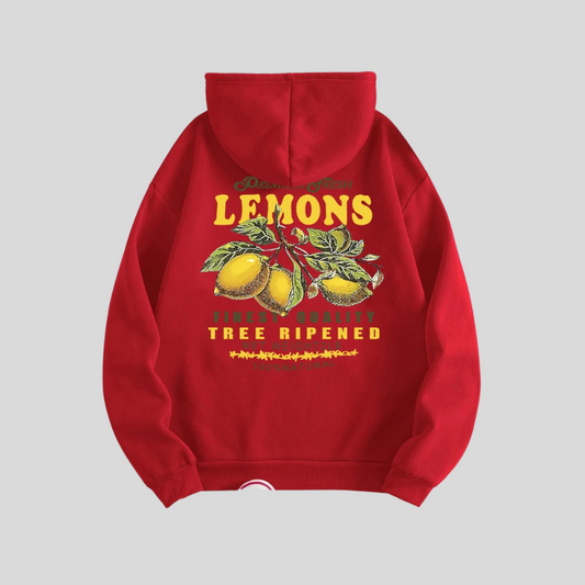 Lemons Hoodie – Unisex Kapuzenpullover mit Fruit-Print im Retro-Stil