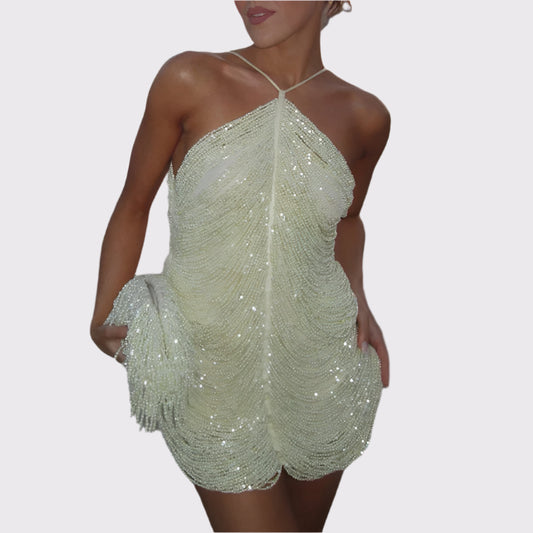 Damen Perlenverziertes Halter-Minikleid | Lavinia
