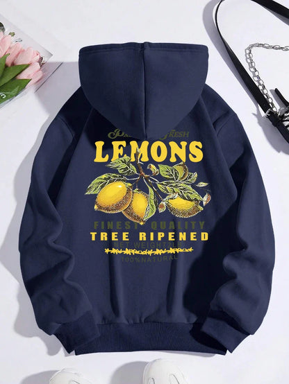 Lemons Hoodie – Unisex Kapuzenpullover mit Fruit-Print im Retro-Stil