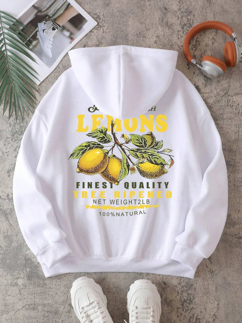 Lemons Hoodie – Unisex Kapuzenpullover mit Fruit-Print im Retro-Stil
