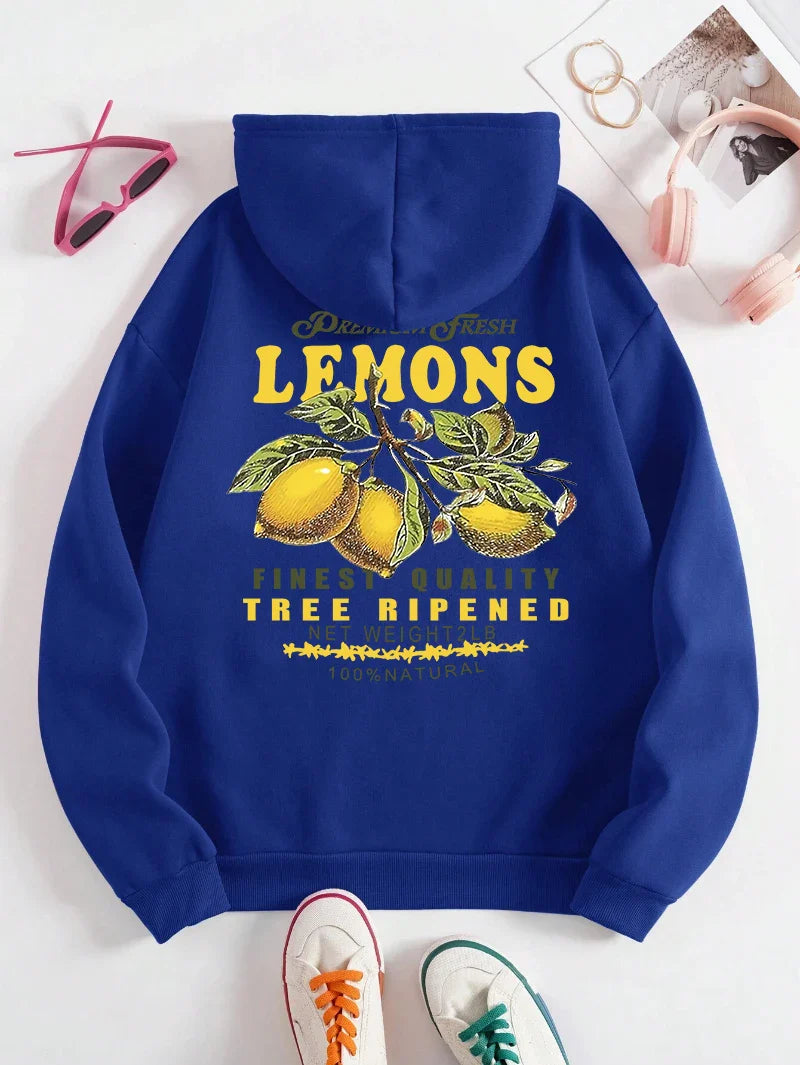Lemons Hoodie – Unisex Kapuzenpullover mit Fruit-Print im Retro-Stil