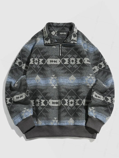 Retro Strickpullover – Warmer Unisex Pullover mit Aztekenmuster