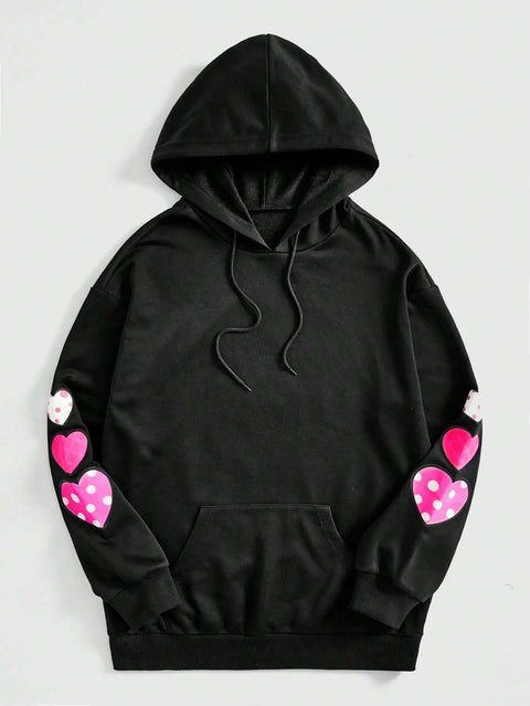 This Way Hoodie – Schwarzer Unisex Kapuzenpullover mit Rosa Cartoon-Print