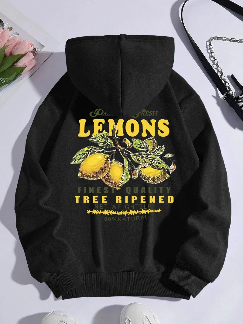 Lemons Hoodie – Unisex Kapuzenpullover mit Fruit-Print im Retro-Stil