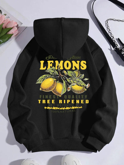 Lemons Hoodie – Unisex Kapuzenpullover mit Fruit-Print im Retro-Stil