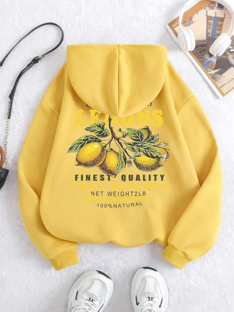 Lemons Hoodie – Unisex Kapuzenpullover mit Fruit-Print im Retro-Stil