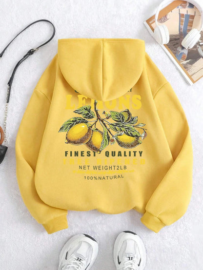 Lemons Hoodie – Unisex Kapuzenpullover mit Fruit-Print im Retro-Stil
