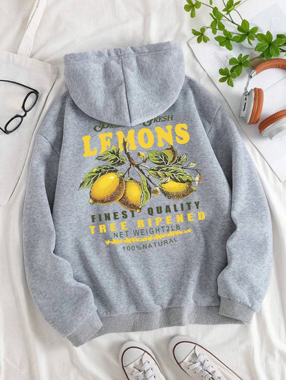 Lemons Hoodie – Unisex Kapuzenpullover mit Fruit-Print im Retro-Stil