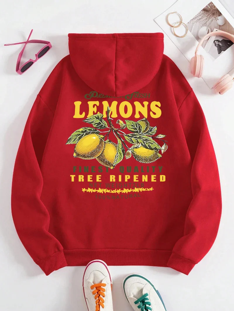 Lemons Hoodie – Unisex Kapuzenpullover mit Fruit-Print im Retro-Stil
