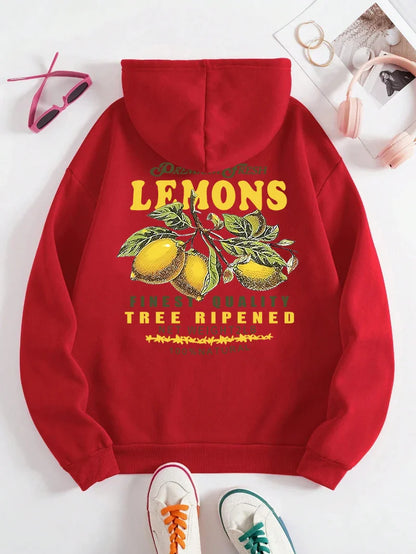 Lemons Hoodie – Unisex Kapuzenpullover mit Fruit-Print im Retro-Stil