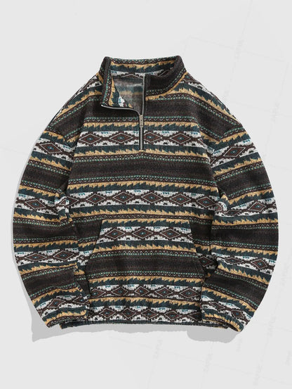 Retro Strickpullover – Warmer Unisex Pullover mit Aztekenmuster