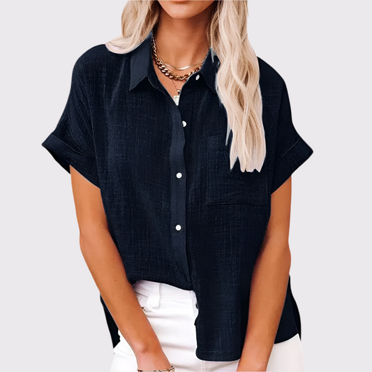 Damen Button-Up Bluse aus Baumwoll-Leinen | Mirelle