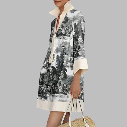 Mini Tunika Kleid mit Vintage Toile Print | Elodie